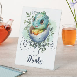 Signe De Table Baby shower Feuille Dinosaur Oeuf Cute Aquarelle