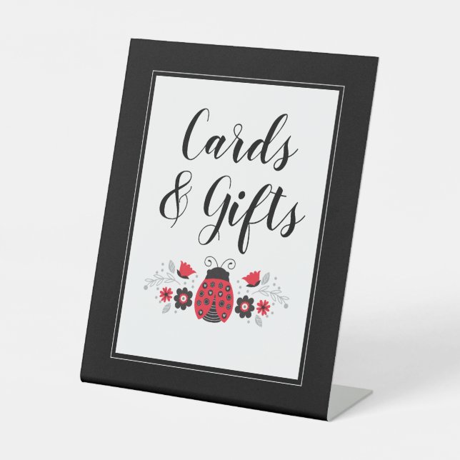 Signe De Table Baby shower fille de la petite dame Ladybug (Recto)