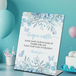 Signe De Table Baby shower floral bleu caramel