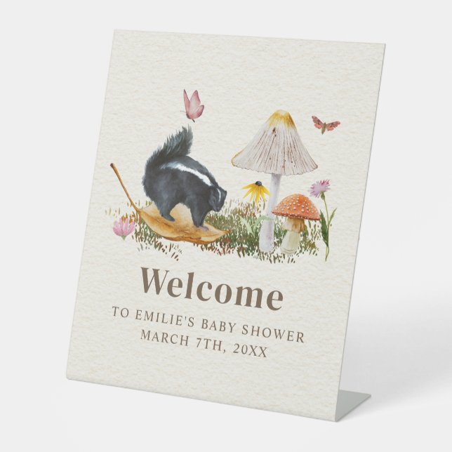Signe De Table Baby shower floral petit puant Skunk (Recto)