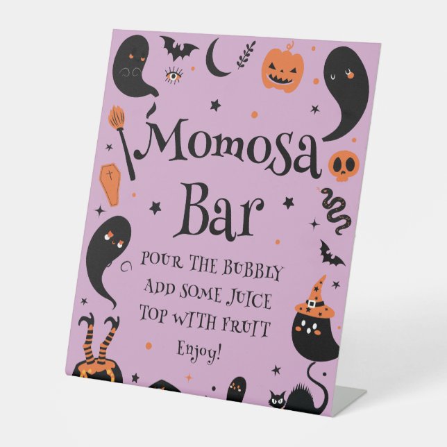 Signe De Table Baby shower Halloween violet Momosa Bar (Recto)
