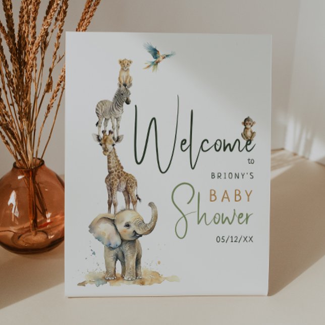 Signe De Table Baby shower Jungle Safari Animaux Bienvenue (Créateur téléchargé)