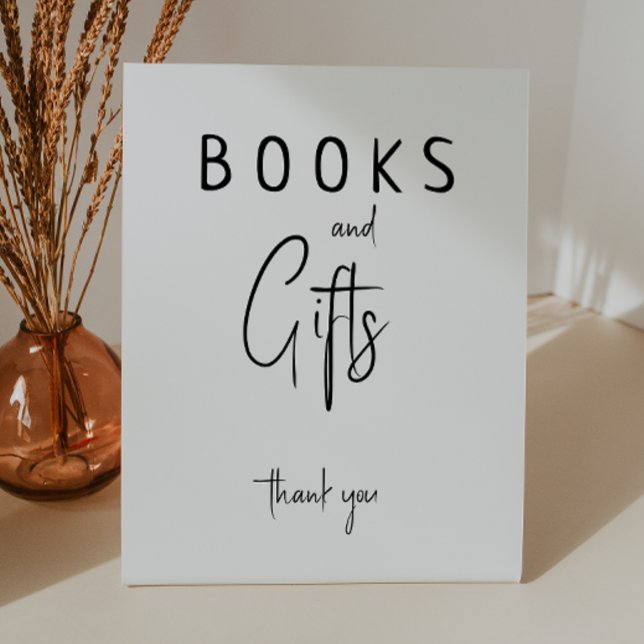 Signe De Table Baby shower moderne simple Neutral Livres et Cadea (Créateur téléchargé)