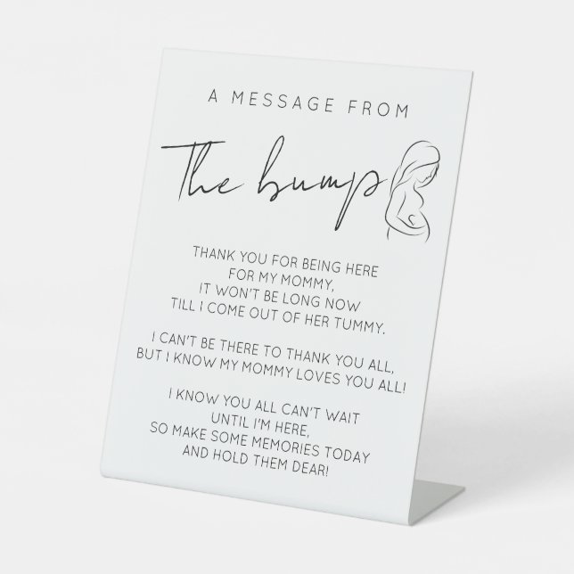 Signe De Table Baby shower moderne un message du choc (Recto)