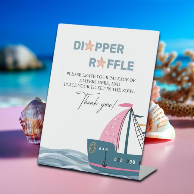 Signe De Table Baby shower nautique rose carreau (Créateur téléchargé)