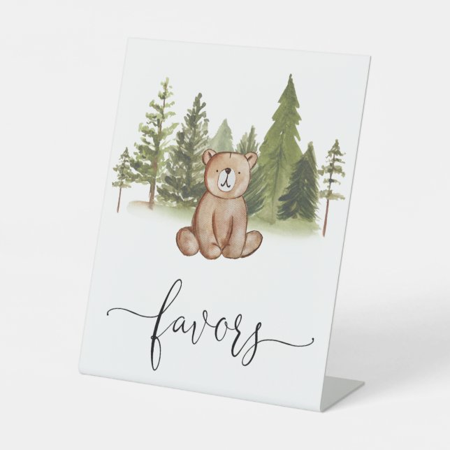 Signe De Table Baby shower Ours de bois Faveurs (Recto)