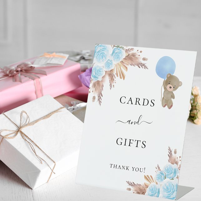 Signe De Table Baby shower pampas herbe bleu tedcard cadeaux (Créateur téléchargé)