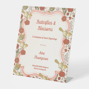 Signe De Table Baby Shower Papillons & Fleurs Poétique Floral