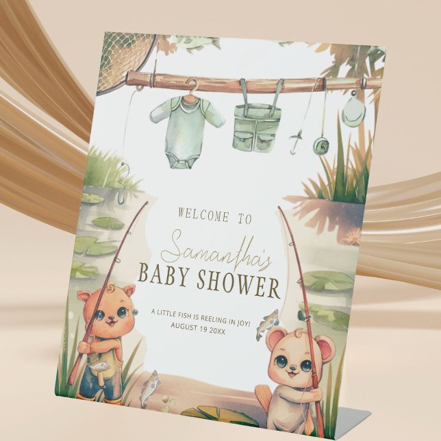 Signe De Table Baby shower pêcheur rustique neutre par sexe (Créateur téléchargé)