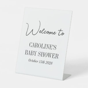 Signe De Table Baby shower personnalisé minimaliste noir simple