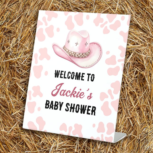 Signe De Table Baby shower Rodéo Western Rose Cowgirl Bienvenue (Créateur téléchargé)