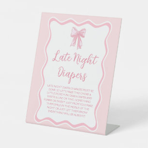 Signe De Table Baby shower rose Bow Late Night Diapers Jeu