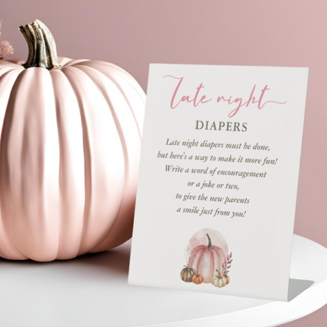 Signe De Table Baby shower rose sucré Citrouille tard la nuit (Créateur téléchargé)