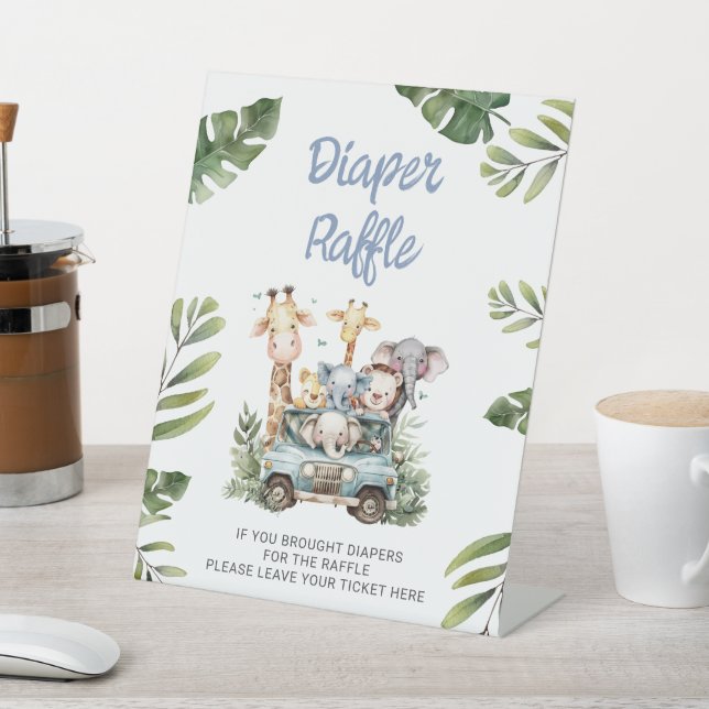 Signe De Table Baby shower Safari Wild One Daper Raffle (In SItu)
