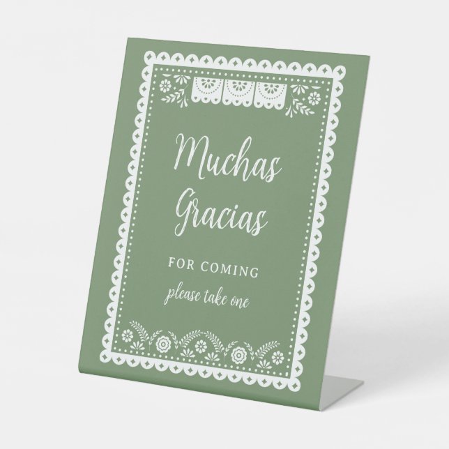 Signe De Table Baby shower Sage Green Cielito Lindo Merci (Recto)