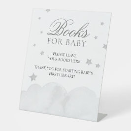 Signe De Table Baby shower Star Grey Blue Livres Pour Baby Pedest