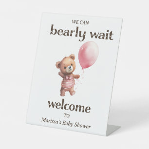 Signe De Table Baby shower Teddy Bear Girl Bienvenue