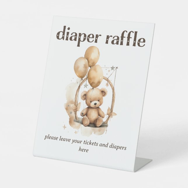 Signe De Table Baby shower Teddy Bear Raffin (Recto)