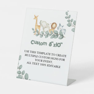 Signe De Table Baby shower texte personnalisé Wild One Pedestal