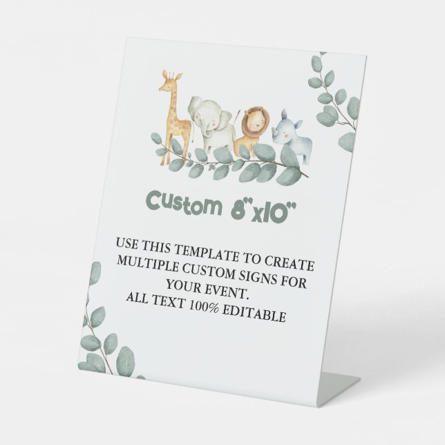 Signe De Table Baby shower texte personnalisé Wild One Pedestal (Recto)