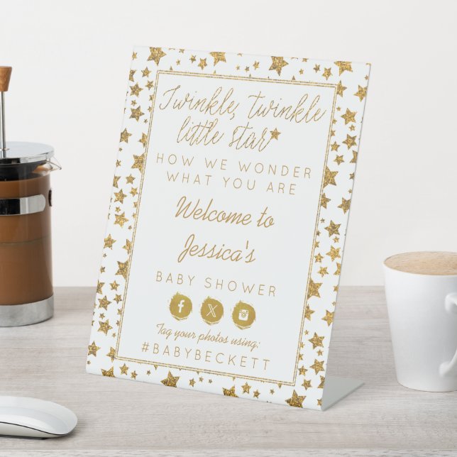 Signe De Table Baby shower Twink, Twinkle Little Star Bienvenue (In SItu)