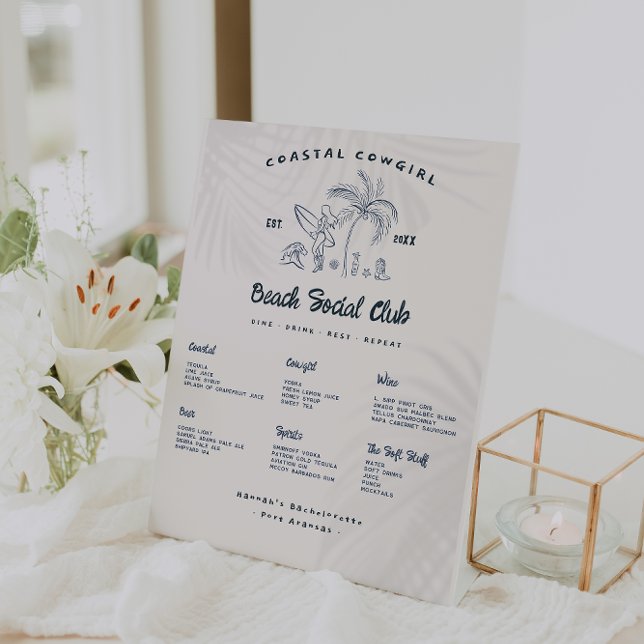 Signe De Table Bachelorette Coastal Cowgirl | Menu Barre (Créateur téléchargé)