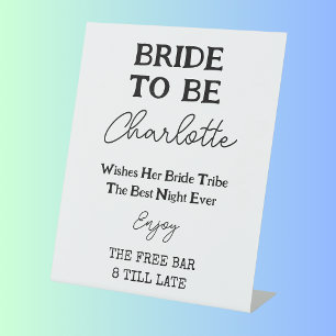 Signe De Table Bachelorette Gratuit Barre Noir Et Blanc Mariée À