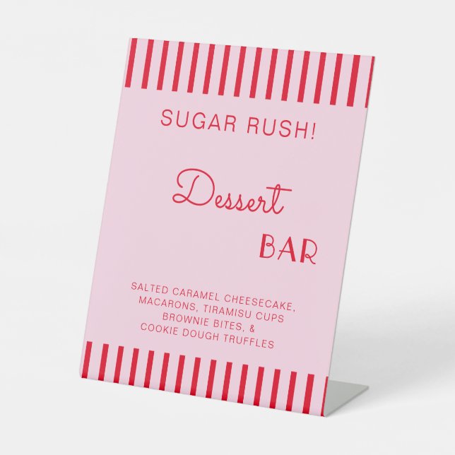 Signe De Table Bachelorte bar dessert Retro rouge et rose (Recto)