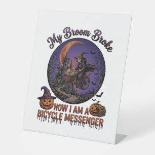 Signe De Table Balai Cassa Messager à Vélo Sorcière Halloween Lun