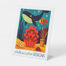 Signe De Table Baleine et corail sous-marins fantaisistes