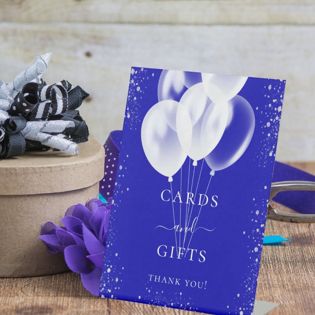 Signe De Table Ballons blancs en argent royal cartes cadeaux (Créateur téléchargé)