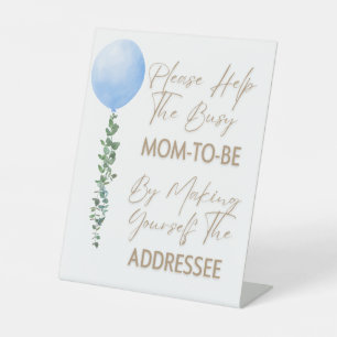 Signe De Table Balloon bleu Aquarelle Garçon Baby shower Piédesta