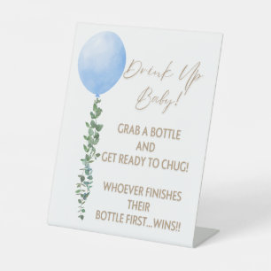 Signe De Table Balloon bleu Aquarelle Garçon Baby shower Piédesta