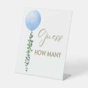Signe De Table Balloon bleu Aquarelle Garçon Baby shower Piédesta