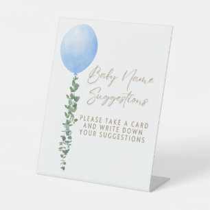 Signe De Table Balloon bleu Aquarelle Garçon Baby shower Piédesta