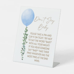 Signe De Table Balloon bleu Aquarelle Garçon Baby shower Piédesta