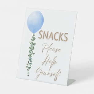 Signe De Table Balloon bleu Aquarelle Garçon Baby shower Piédesta