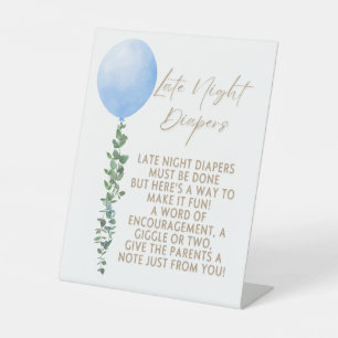 Signe De Table Balloon bleu Aquarelle Garçon Baby shower Piédesta