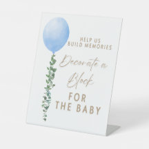 Balloon bleu Aquarelle Garçon Baby shower Piédesta