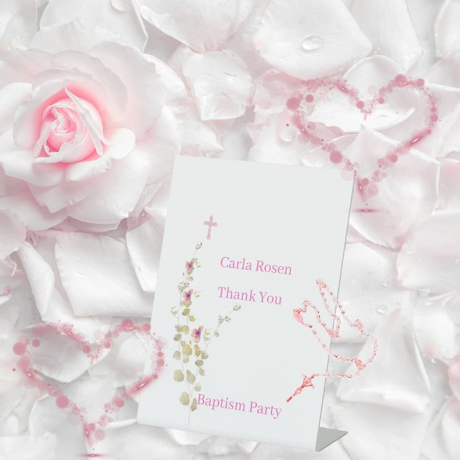 Signe De Table Baptême floral élégance délicate (Créateur téléchargé)