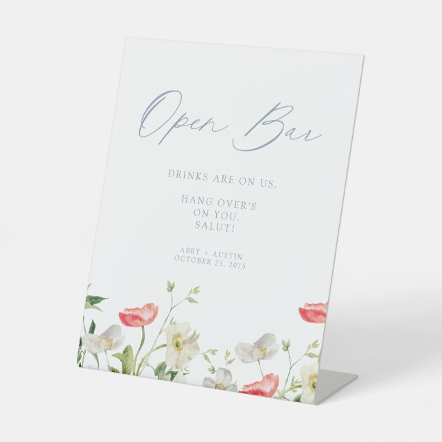 Signe De Table Bar à fleurs ouvert (Recto)