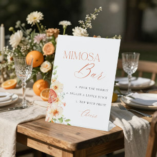 Signe De Table Bar à Mimosa Floral Élégant pour la Mariée avec de