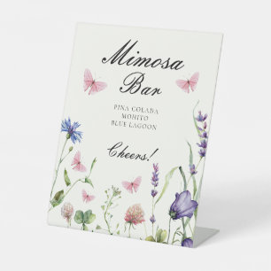 Signe De Table Bar à Mimosa pour la Baby Shower de Papillons Élég