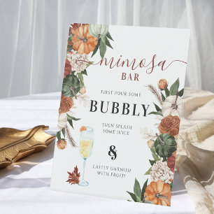 Signe De Table Bar à Mimosa pour une Baby Shower Bohème d'Automne