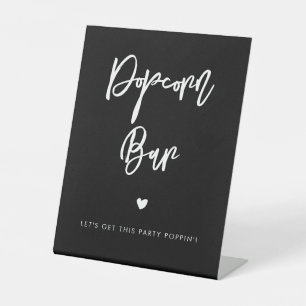 Signe De Table Bar à pop-corn de mariage noir contemporain modern