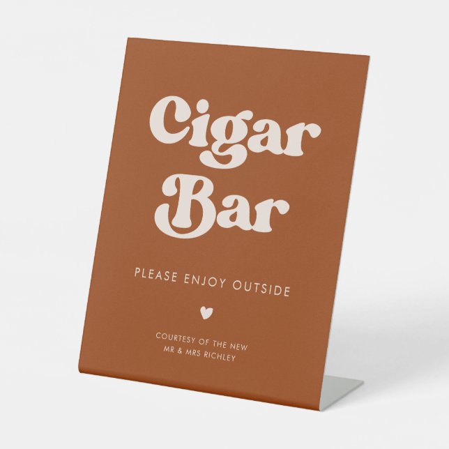 Signe De Table Bar Cigar Mariage Burnt Orange rétro élégant (Recto)