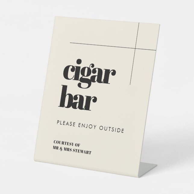 Signe De Table Bar Cigar mariage simple, élégant et chic (Recto)