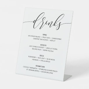 Signe De Table Bar Mariage Rustique moderne Menu Signer Boissons