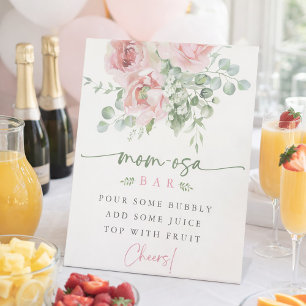 Signe De Table Bar Mom-osa Fleurs Rose Tendres Baby Shower