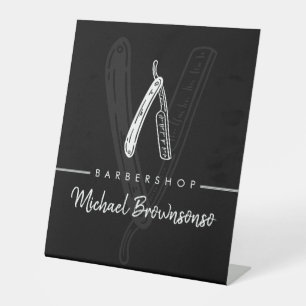Signe De Table Barbier au rasoir moderne noir